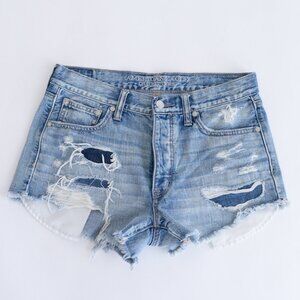 American Eagle Outfitters Light Blue Ripped Jean Shorts